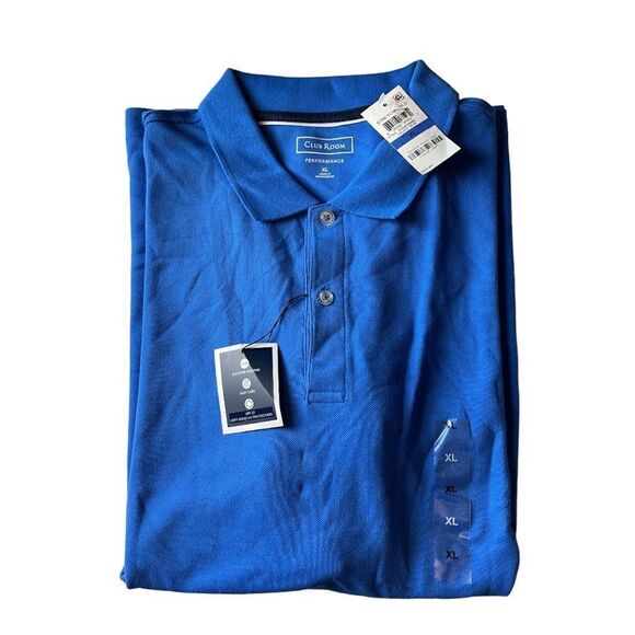 NWT Club Room Mens Soft Touch Interlock Short Sleeve Polo Shirt Blue XL - Picture 5 of 5